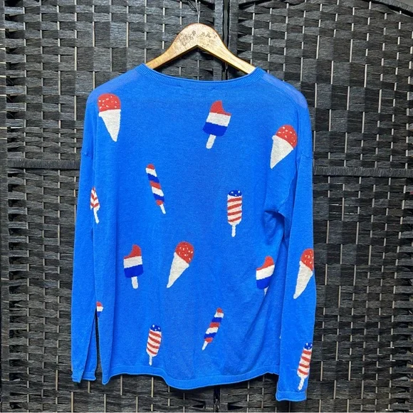 Loft New Ice cream popsicle print sweater size medium petite in blue - Picture 7 of 7